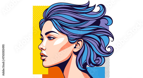 Stylish woman with vibrant blue hair embodying modern artistry and confident beauty, perfect for fashion editorials, beauty brand campaigns, and creative project designs