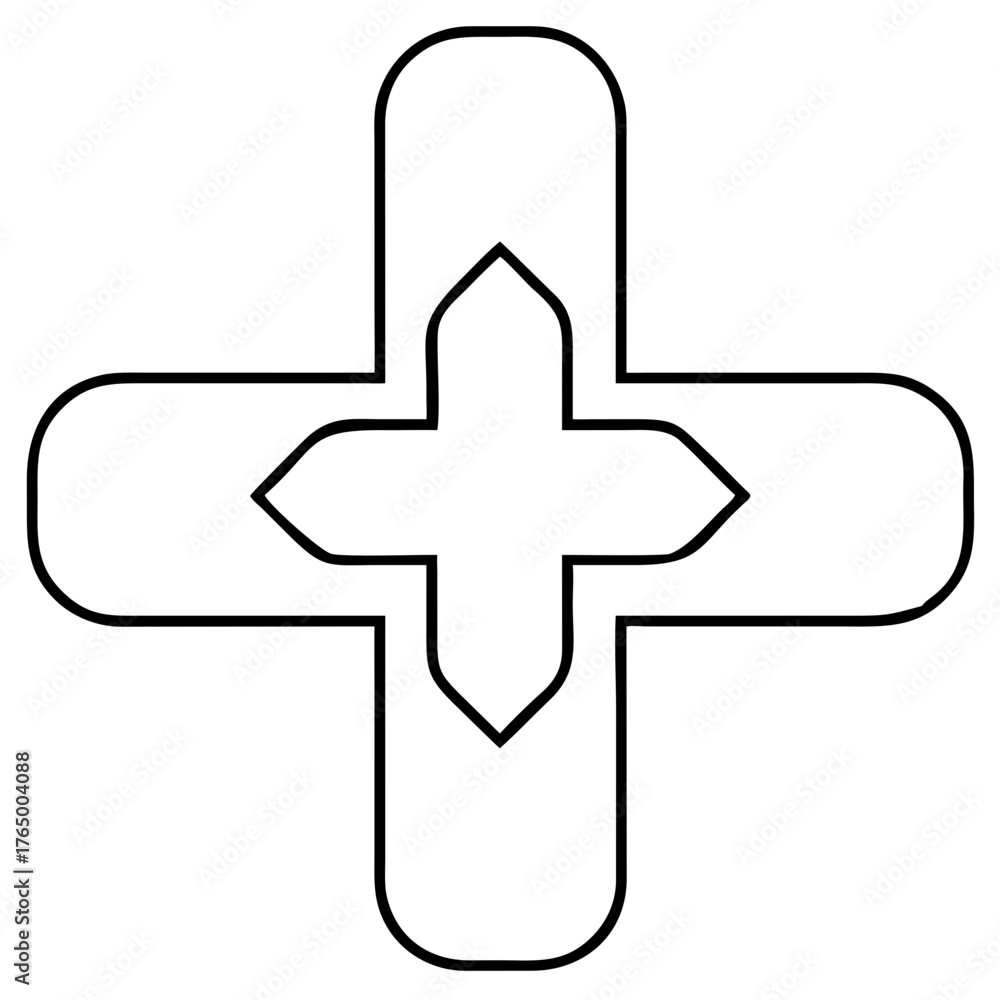 Fototapeta premium 3d icon of stylized cross symbol with rounded ends