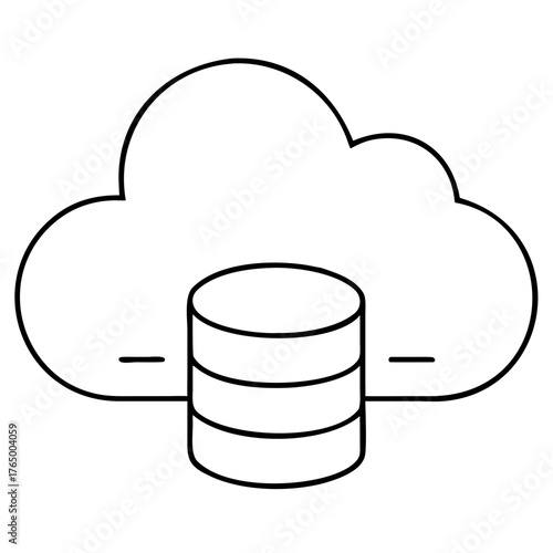 3d icon of line art icon representing cloud storage with a database symbol