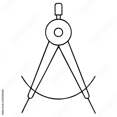 3d icon of line art illustration of a drawing compass with arcs, representing geometry and precision
