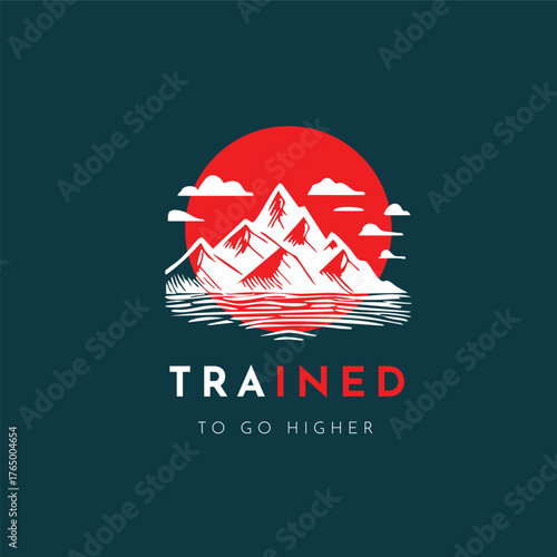 Mountain Peak Sunrise Landscape Logo Graphic: Adventure and Exploration Branding Vector Design