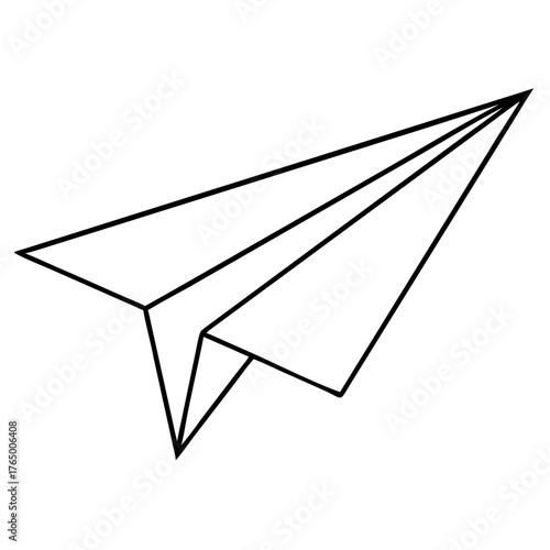 3d icon of a simple line drawing of a paper airplane in flight, isolated on a, symbolizing travel and imagination