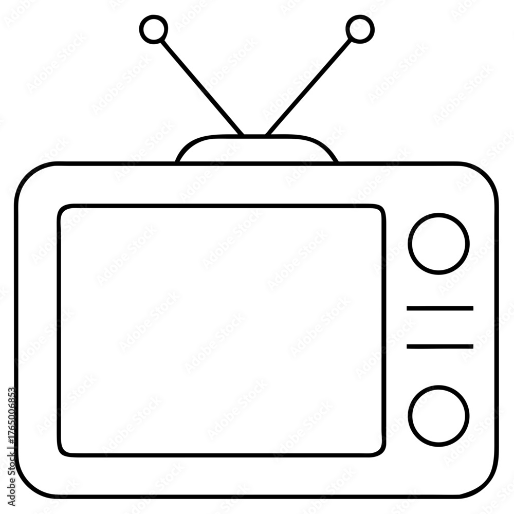 Obraz premium 3d icon of line drawing of a vintage television set with antennas