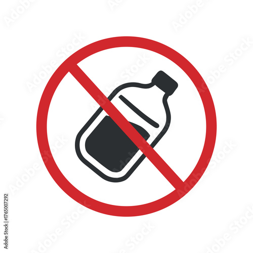 No Plastic Bottle Prohibition Symbol Warning Message Eco Friendly Zero Waste Ban Single Use Container Prohibited Conservation Nature