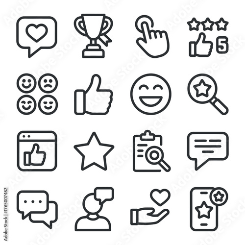 Feedback Elements Icon Set User Review and Experience Symbols Design