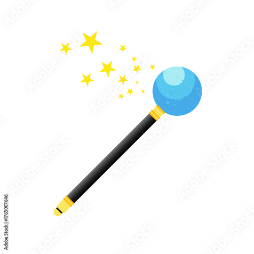 Magic wand with glowing stars illustration