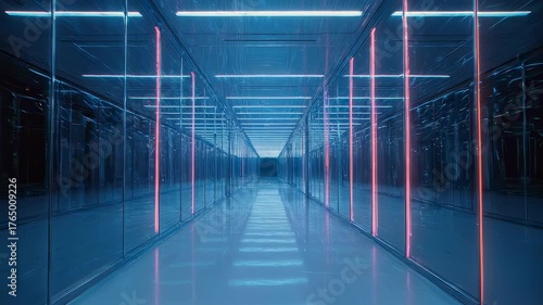 Wallpaper Mural Futuristic illuminated hallway with glowing neon lights creating a vibrant and modern atmosphere Torontodigital.ca