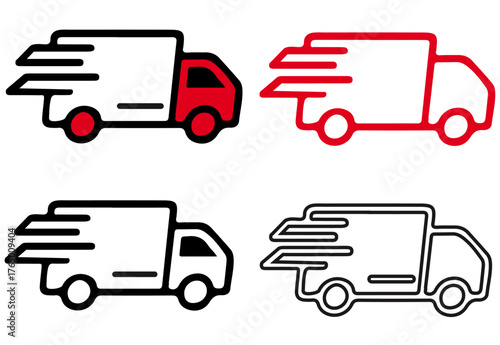 Fast Delivery Truck Icon Outline Set Vector Illustration