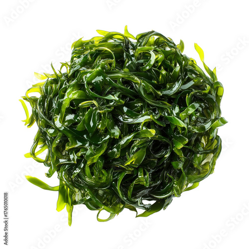 Healthy lifestyle flat lay — bowl of seaweed saladon transparent png background. Ai generated