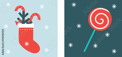 Cozy Winter Icons Set Flat Vector Christmas And New Year Illustration Ice Skates Cocoa Mug Mittens Snowflakes Gifts Holiday Elements Minimal Festive Design Warm Winter Collection For Web And Print
