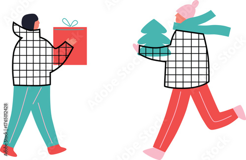 Cozy Winter Icons Set Flat Vector Christmas And New Year Illustration Ice Skates Cocoa Mug Mittens Snowflakes Gifts Holiday Elements Minimal Festive Design Warm Winter Collection For Web And Print
