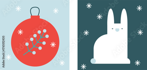 Cozy Winter Icons Set Flat Vector Christmas And New Year Illustration Ice Skates Cocoa Mug Mittens Snowflakes Gifts Holiday Elements Minimal Festive Design Warm Winter Collection For Web And Print