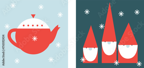 Cozy Winter Icons Set Flat Vector Christmas And New Year Illustration Ice Skates Cocoa Mug Mittens Snowflakes Gifts Holiday Elements Minimal Festive Design Warm Winter Collection For Web And Print