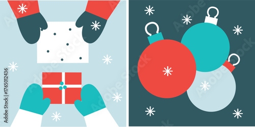 Cozy Winter Icons Set Flat Vector Christmas And New Year Illustration Ice Skates Cocoa Mug Mittens Snowflakes Gifts Holiday Elements Minimal Festive Design Warm Winter Collection For Web And Print
