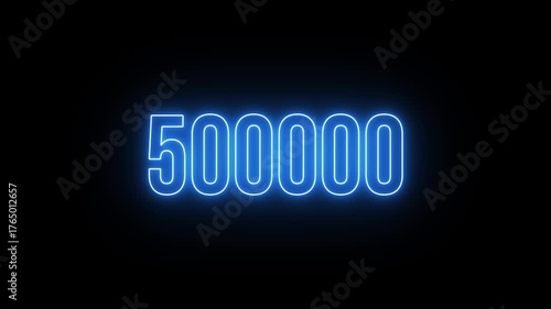 Neon 1 Million counting number animation. 1 Million subscribe celebrate. number animation on black background