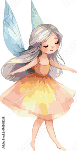 A watercolor vector illustration of a fairy