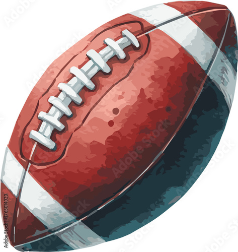 Vector watercolor painted illustration of a rugby ball