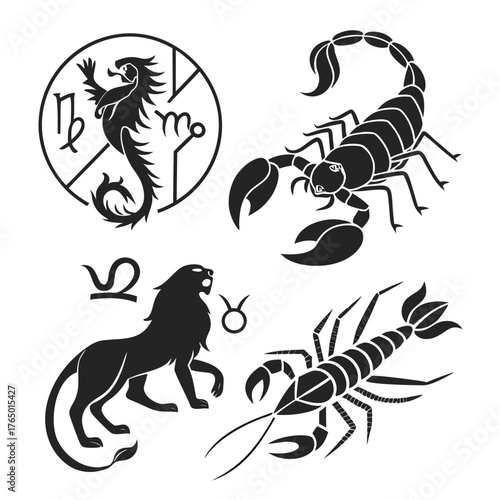 Zodiac signs collection in vector illustration