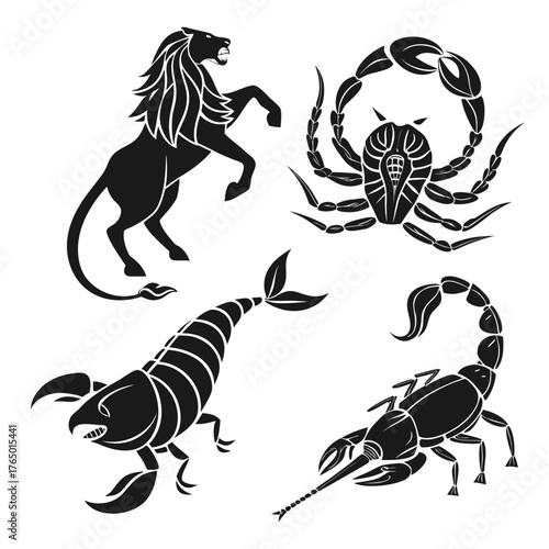 Collection of zodiac signs featuring leo and scorpio