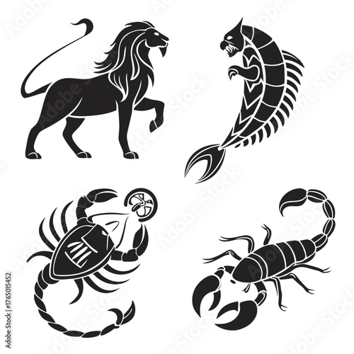 Collection of zodiac signs featuring leo and scorpio