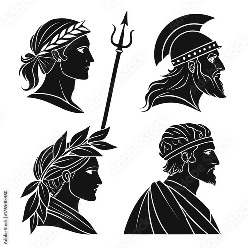 Ancient greek and roman portraits in black and white