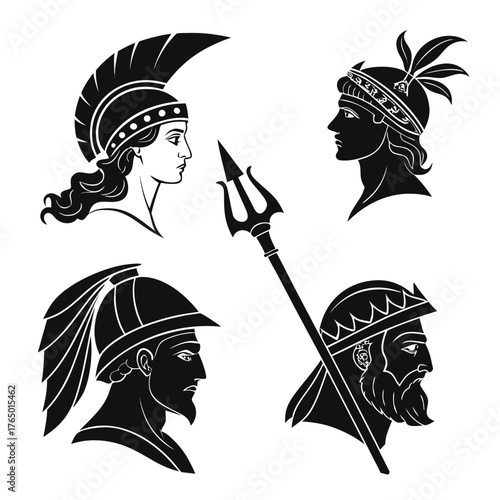 Ancient greek and roman portraits in black and white