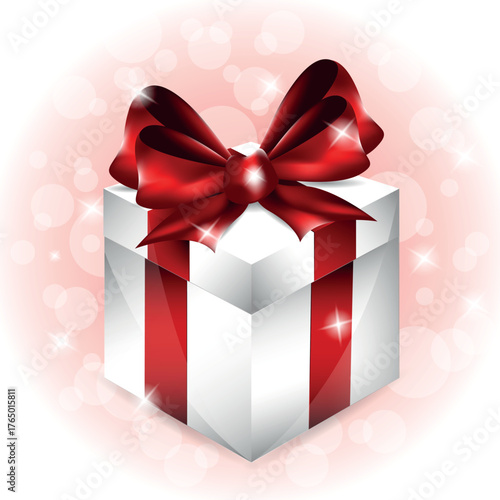 Gift with ribbon and bow isolated on the white background, clipping path included.
