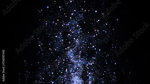 Ethereal glowing particles flowing gently upwards in a seamlessly looping abstract light animation presentation, gentle, rising