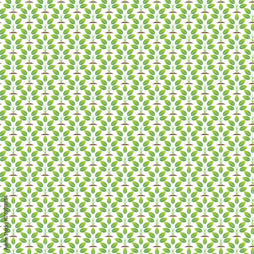 Simple Geometric Green Leaf Plant Motif Seamless Pattern Tile