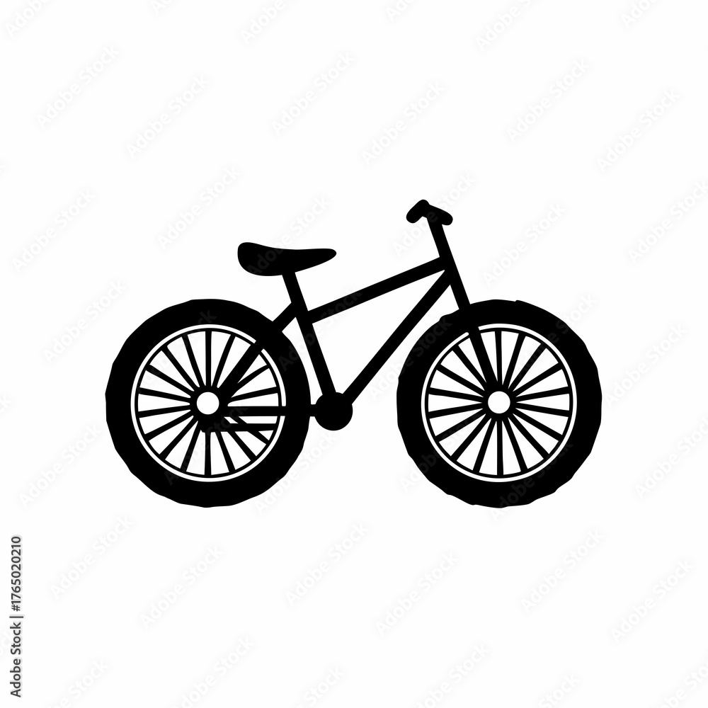 Fototapeta premium Black bicycle icon in a simple flat style