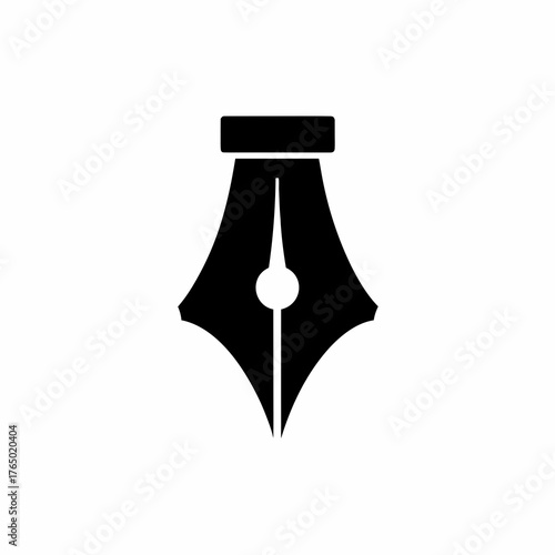 Black and white illustration of a fountain pen nib