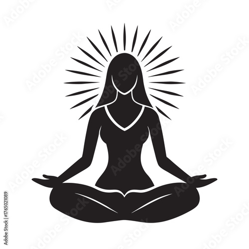 Meditating Woman In Lotus Pose Silhouette Vector Artwork