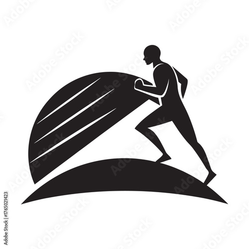 Runner Stopping To View Horizon Silhouette Vector Artwork