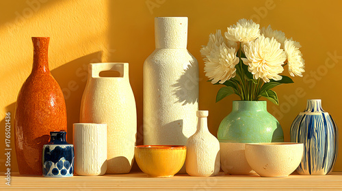 Ceramic vase still life arrangement art