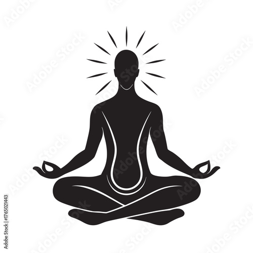 Soul In Balance Meditation Silhouette Vector Illustration