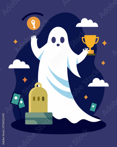 A ghastly spirit that constantly undermines your achievements and belittles your capabilities making you doubt your own worth.. Vector illustration