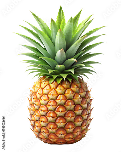  pineapple isolated on transparent white background full depth of field clipping path