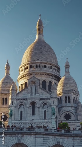 Basilica of the Sacre Coeur, Montmartre, Paris. Hyper lapse