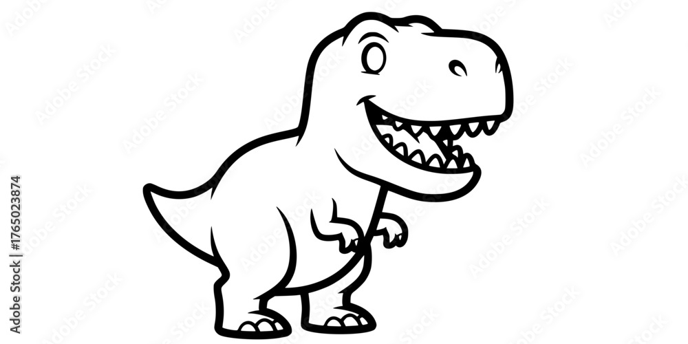 Fototapeta premium Toddler T-Rex Dinosaur Thick Line Art Easy Coloring Vector