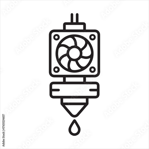 3d printer extruder nozzle outline vector