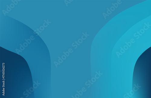 Vector art of abstract blue gradient background with curved shapes and soft shadows, evoking a sense of depth and fluidity, perfect for modern design and technology themes