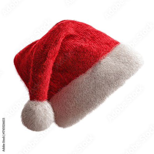 Santa hat in festive style, isolated on transparent background