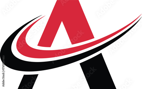 A dynamic "A" letter logo with a red and black swoosh