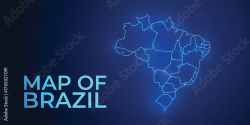 Brazil map in vibrant low poly style, modern geometric design perfect for creative projects.	