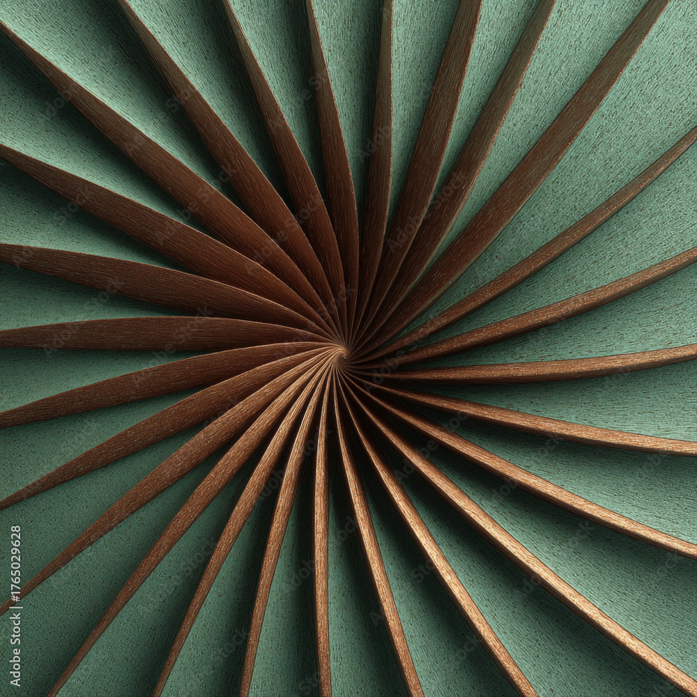 Obraz premium Abstract spiral interference pattern on aluminum disk with copper dust lines