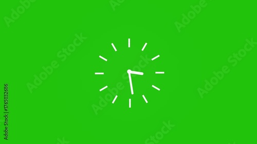 Wall clock green screen animation.clock time passing. clock go fast and speed .time lapse Concept Seamless Loop moving arrows in 12 hour loop clock
