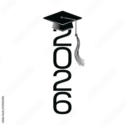 Graduation Class of 2026 Logo Design with Cap and Tassel
