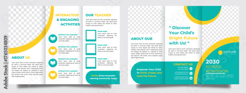 School Admission Tri Fold Brochure Template for Education, Modern school admission tri fold brochure template with clean and colorful layout