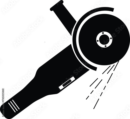 Angle grinder icon. flat design in trendy style.  Construction tools and utilities. Angle grinder icon. icon on a white background, isolated.  

