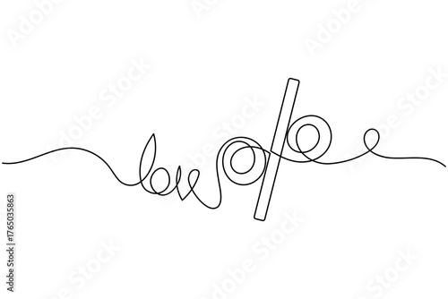 Finance percent icon continuous one line drawing on white background minimalist discount outline vector illustration
